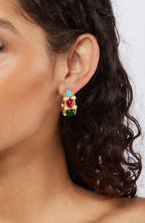 Kenneth Jay Lane Multicolor Hoop Earrings In Gold