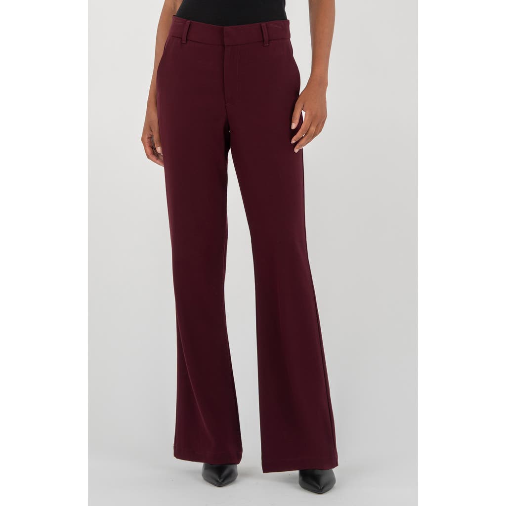 Kut From The Kloth Ana High Rise Flare Trouser In Raisin In Burgundy
