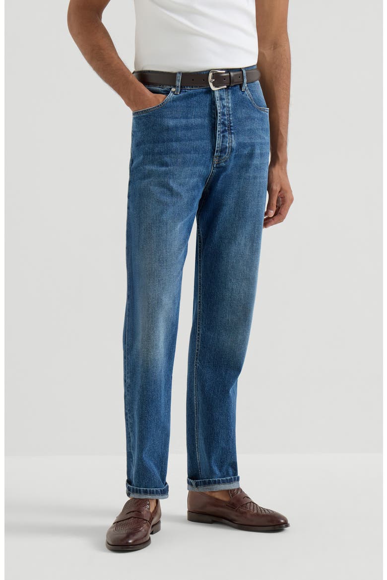Comfort denim trousers, Main, color, Medium Denim