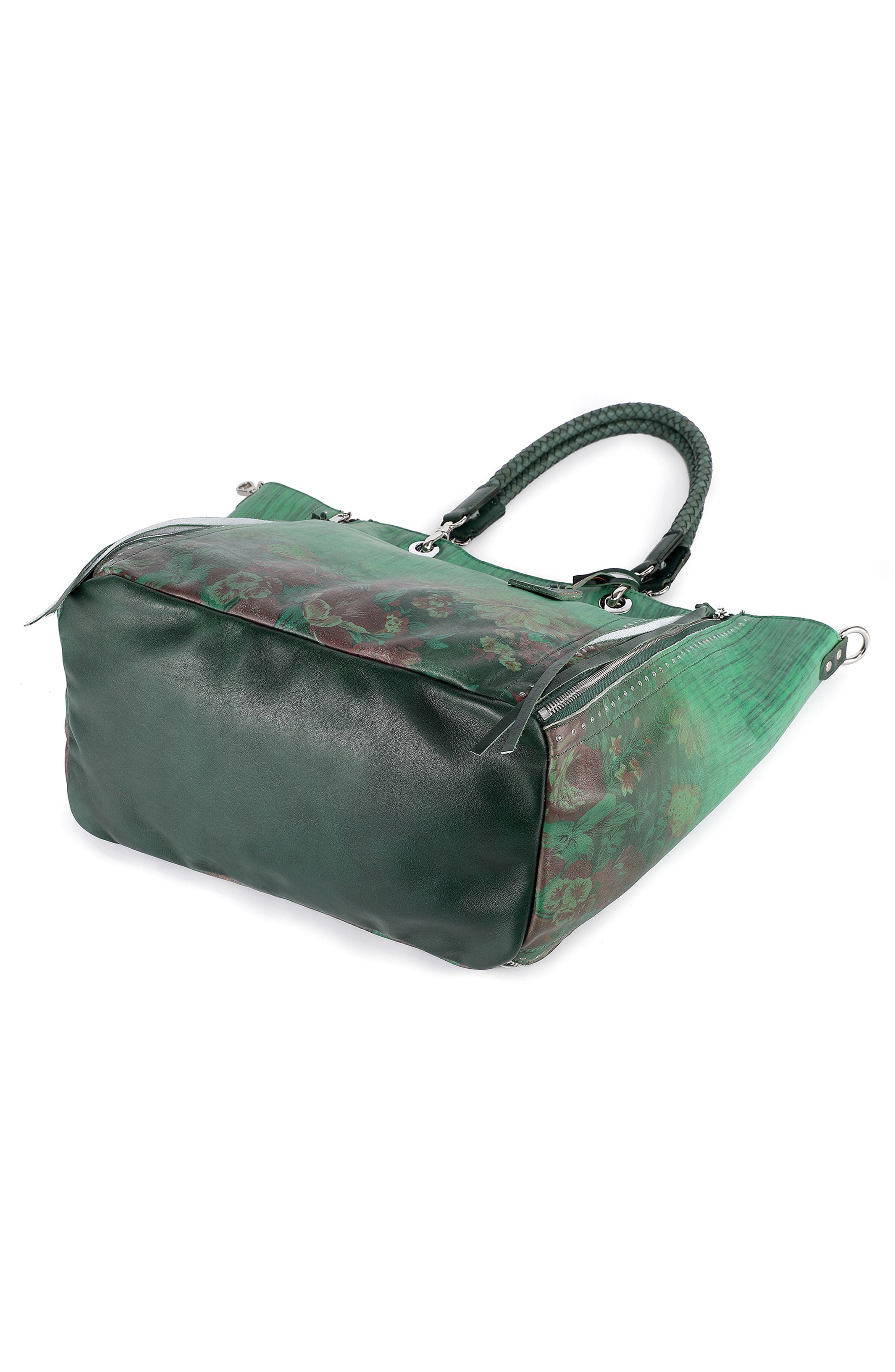 Barracuda Leather Tote, Alternate, color, KALE PAINTED