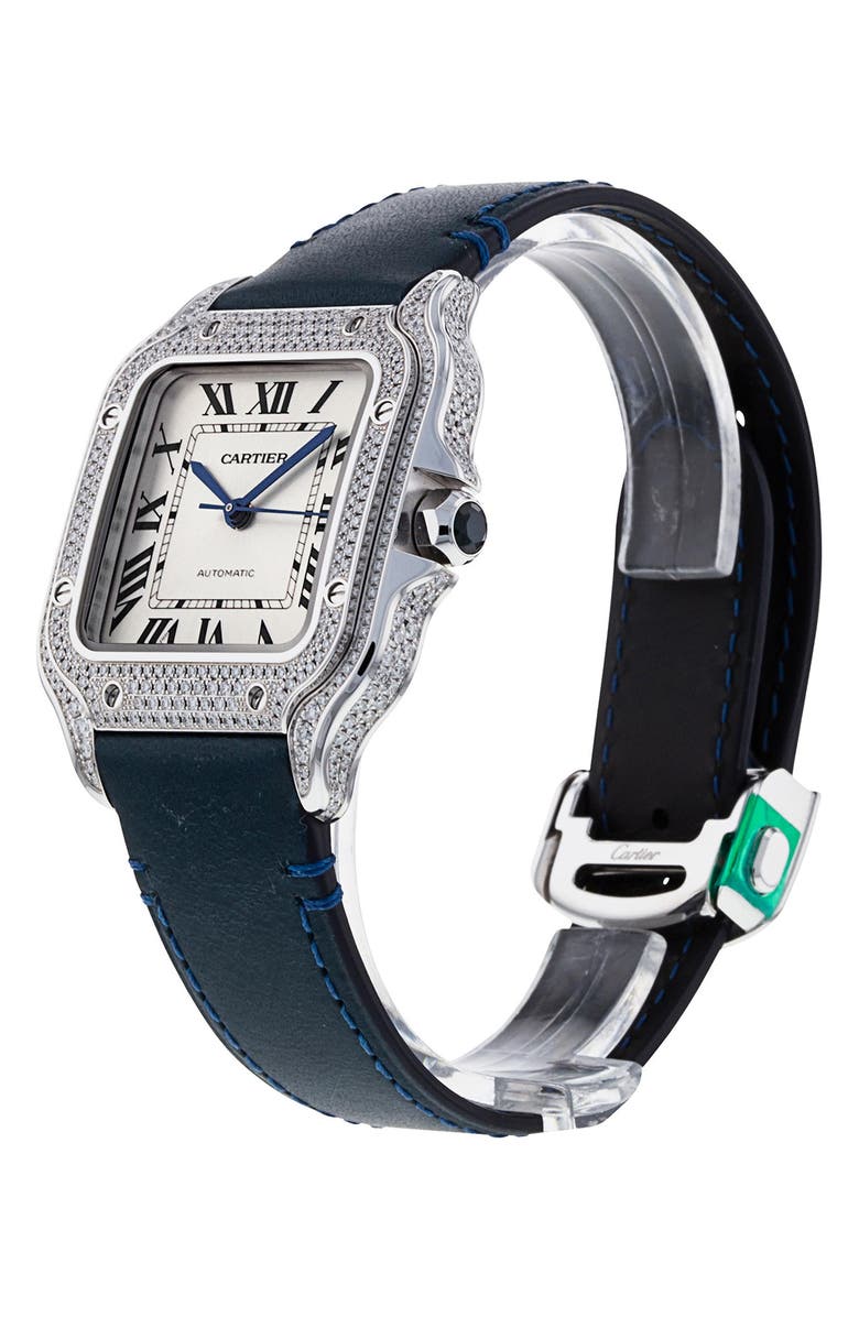 Watchfinder & Co. Cartier Preowned Santos Leather Strap Watch, 35mm, Alternate, color, 