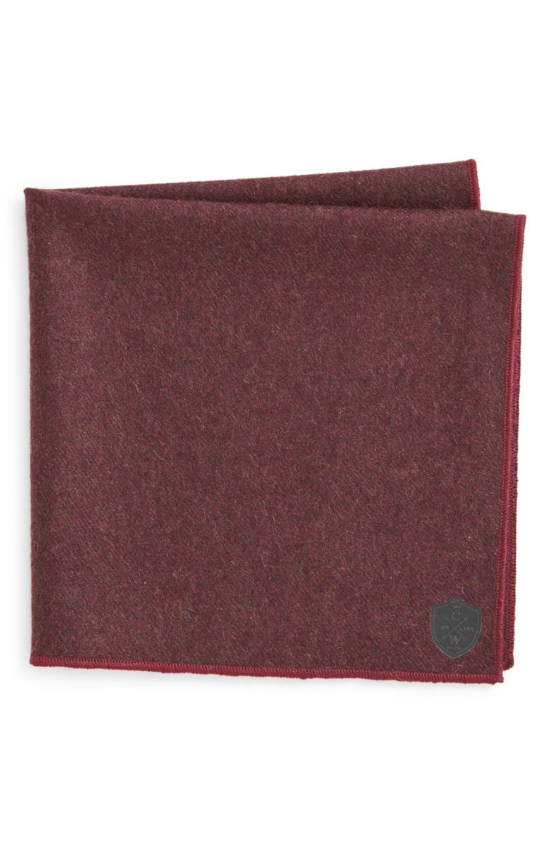 CLIFTON WILSON Burgundy Cashmere Pocket Square, Main, color, Burgundy