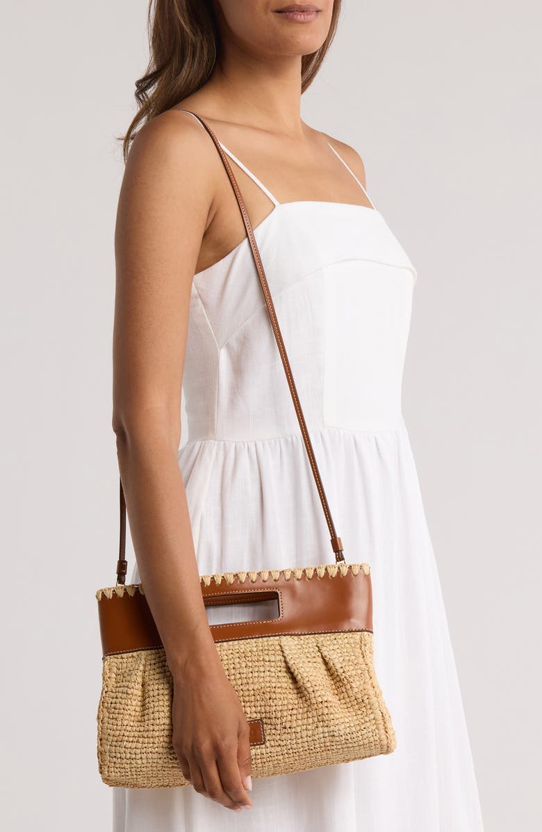 STAUD Lena Raffia Clutch, Alternate, color, Natural/ Tan
