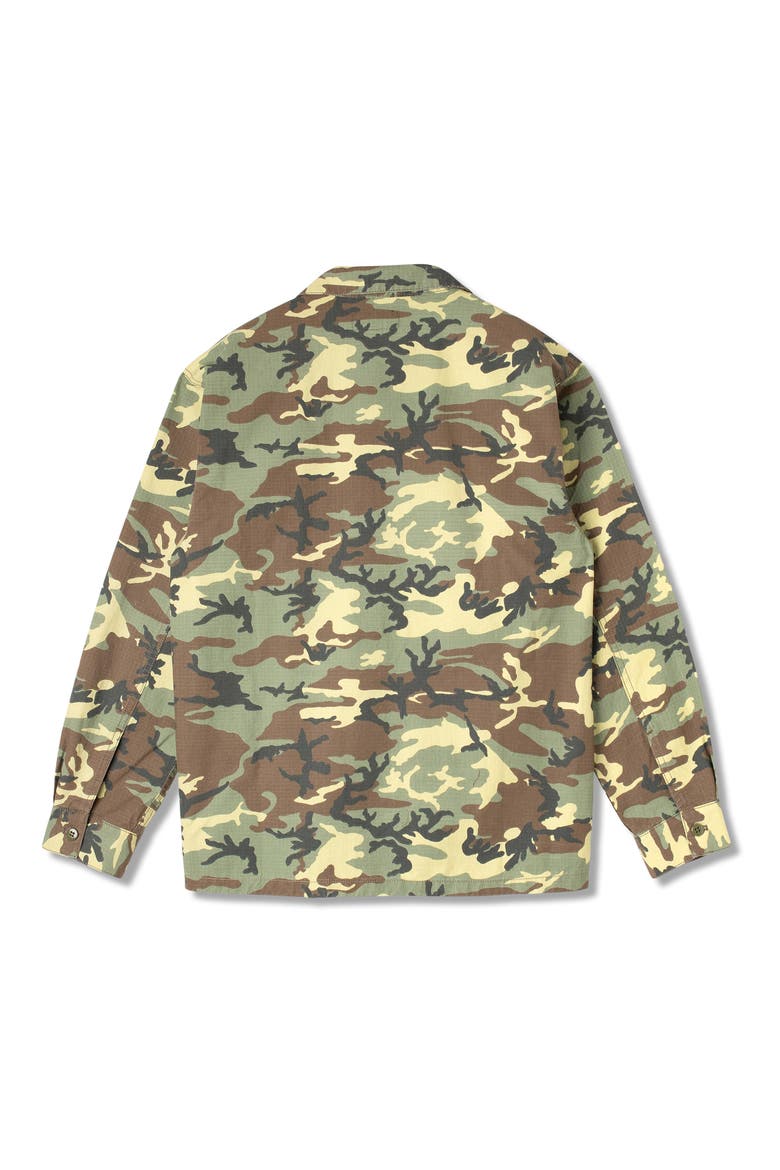 Woodland Camo Cotton Ripstop Button-Up Shirt, Alternate, color, WOODLAND DPM RIPSTOP