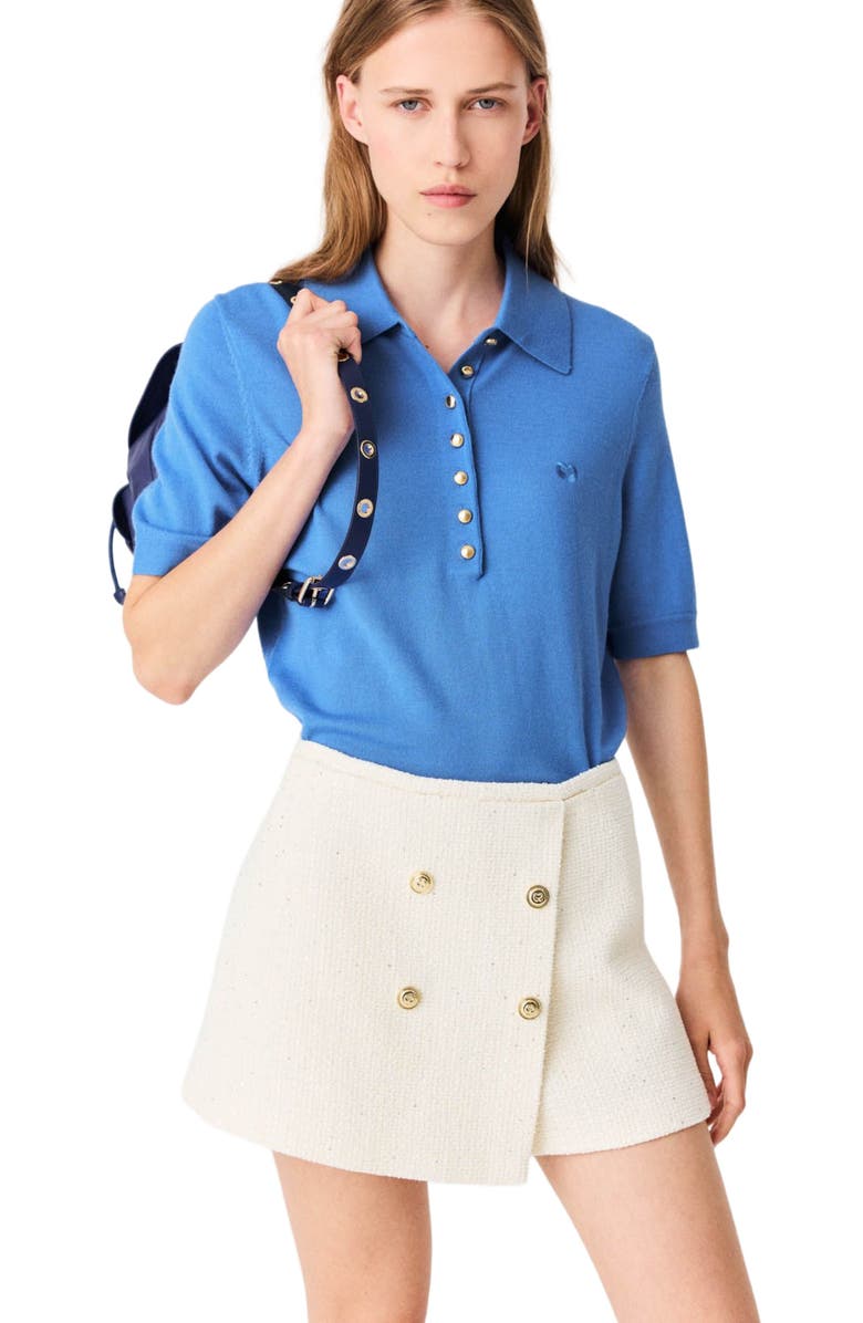 maje Tweed skort, Main, color, Ecru