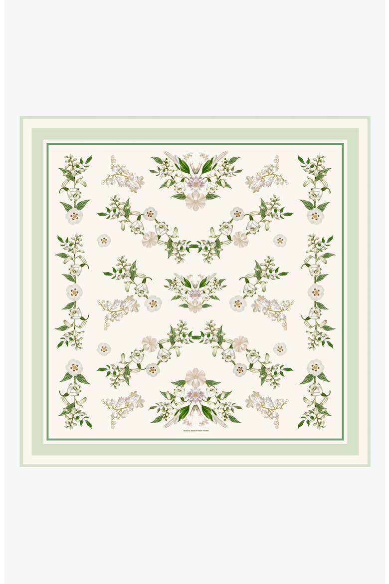 Lily Garden Double Sided Silk Scarf, Main, color, Ivory