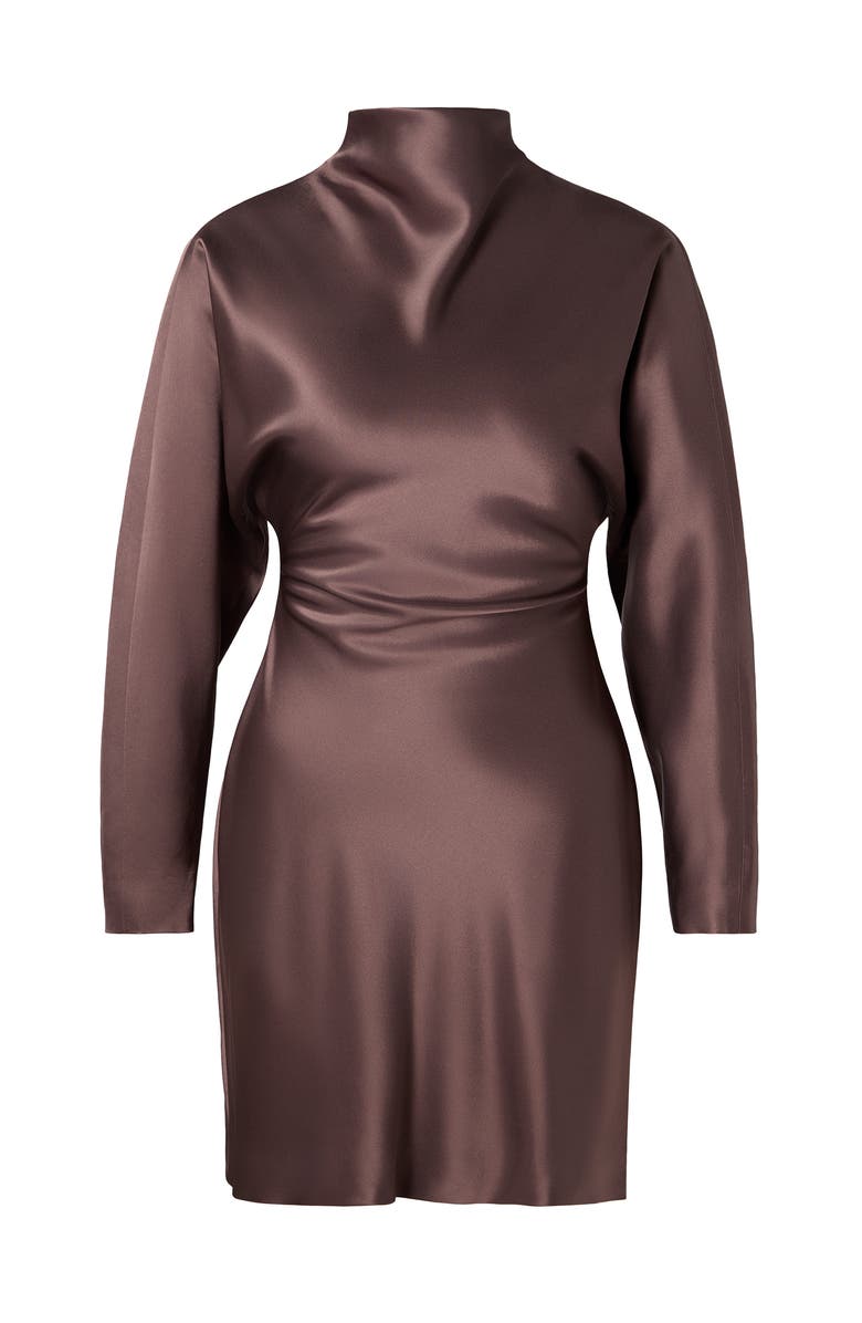 Malina Zora Barrel Long Sleeve Mini Dress, Alternate, color, Chocolate