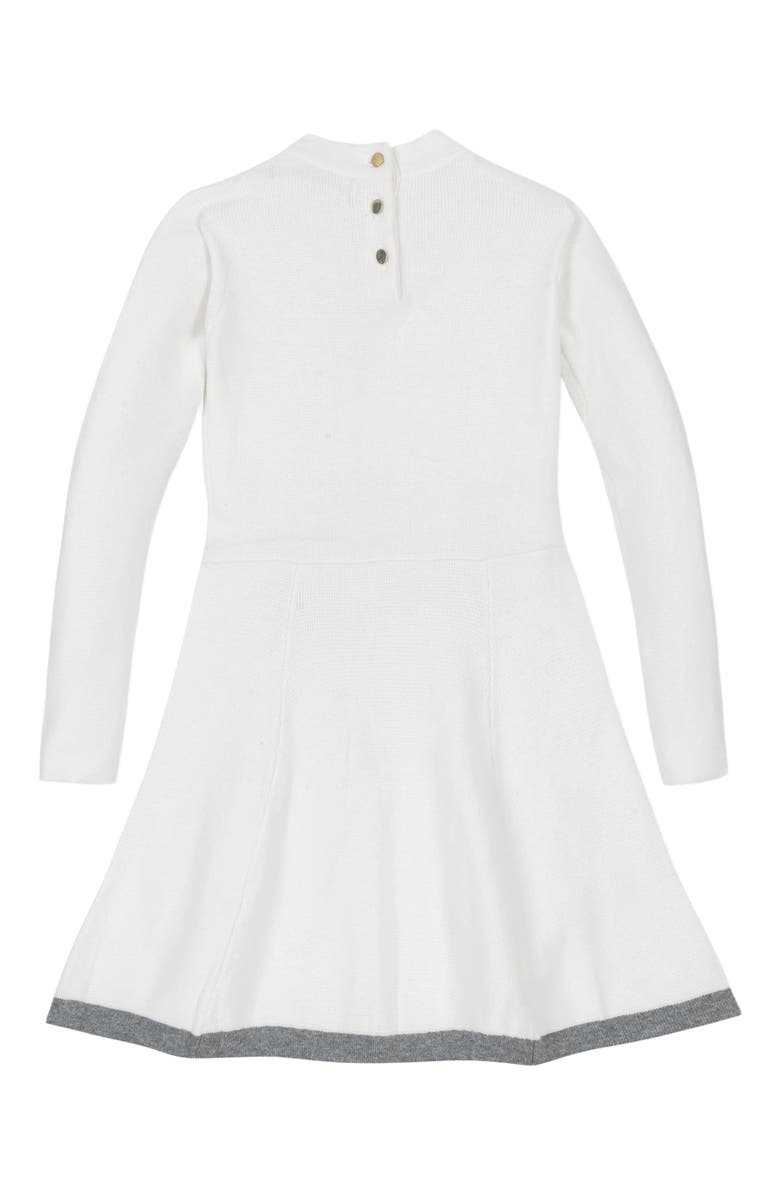 Hope & Henry Baby Girls' Organic Mock Neck Bow Detail Sweater Dress, Infant, Alternate, color, Soft White Bow Neck