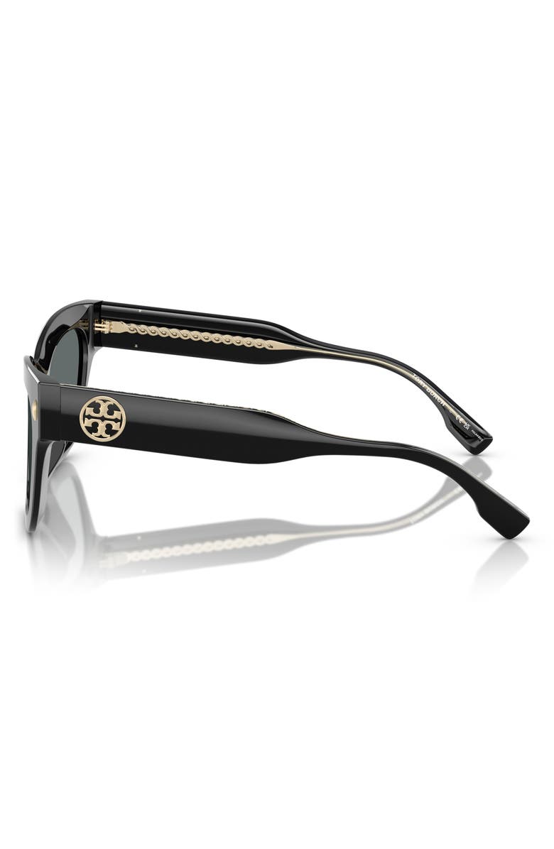 Tory Burch 54mm Polarized Cat Eye Sunglasses, Alternate, color, Black