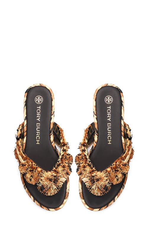 Tory Burch Raffia Flip Flop In Brown