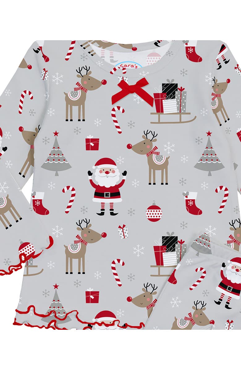 Sara’s Prints Loose Fit Ruffle PJ Set, Alternate, color, Xmas Icon