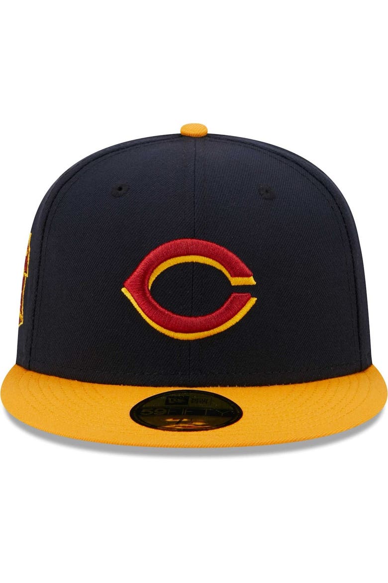 Men's New Era Navy/Gold Cincinnati Reds Primary Logo 59FIFTY Fitted Hat, Alternate, color, Navy