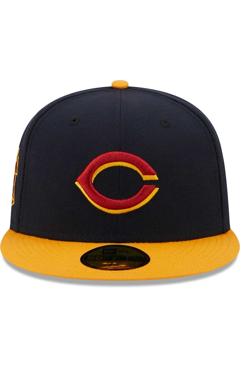 New Era Men's New Era Navy/Gold Cincinnati Reds Primary Logo 59FIFTY Fitted Hat, Alternate, color, 