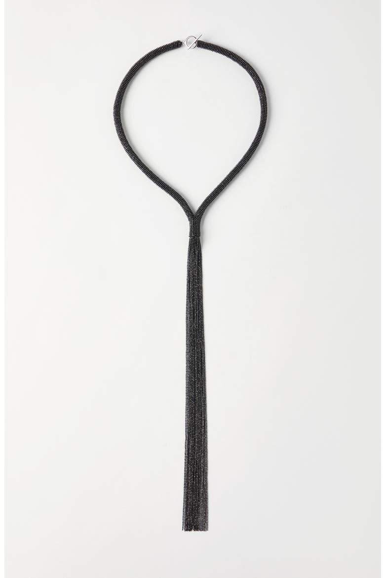 Monili tie necklace, Alternate, color, Black
