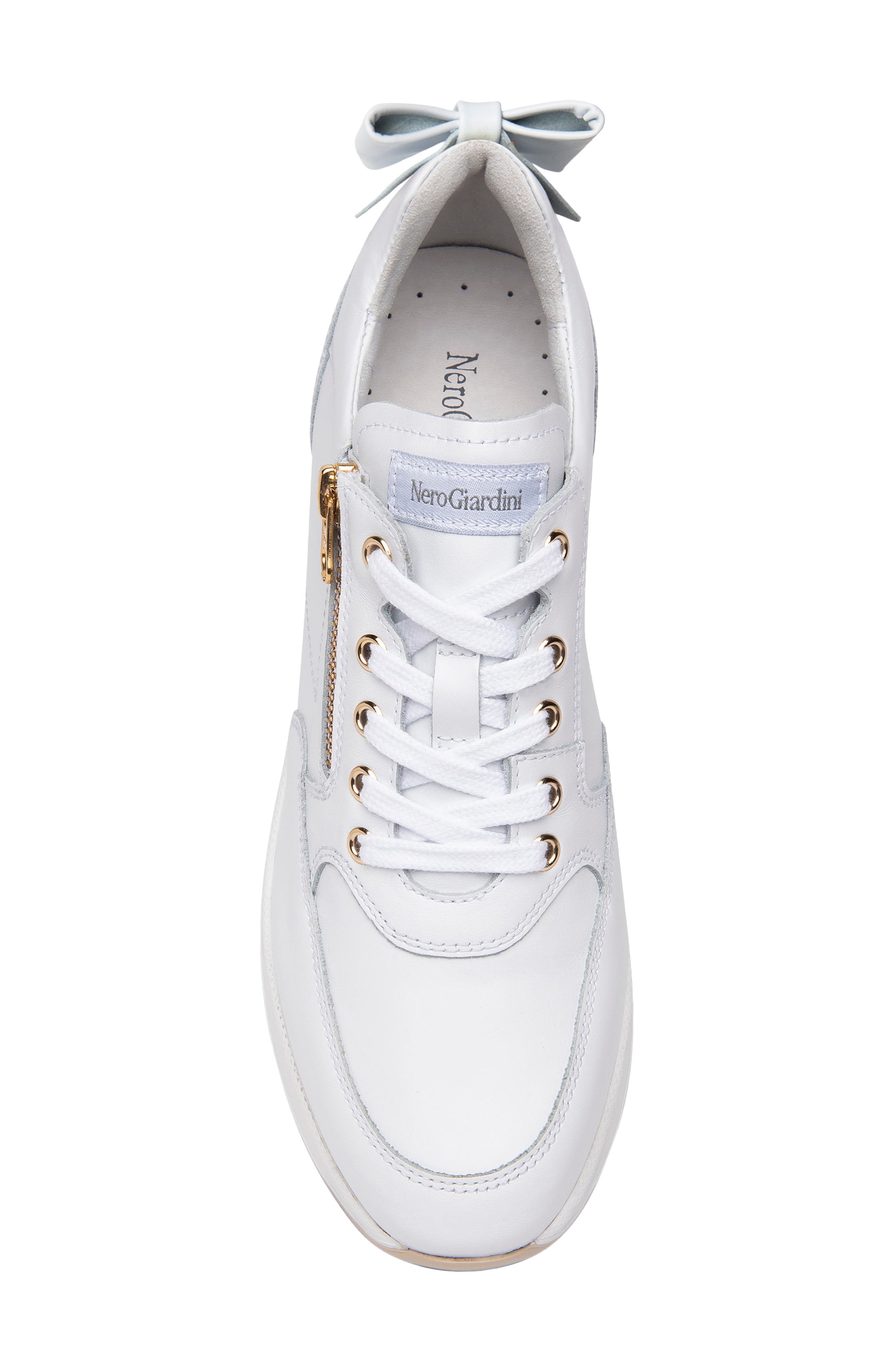 NeroGiardini Bow Platform Sneaker, Alternate, color, White