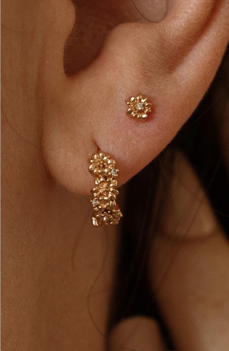 MADE BY MARY CZ Birth Flower Stud Earrings, Alternate, color, March - Gold Vermeil