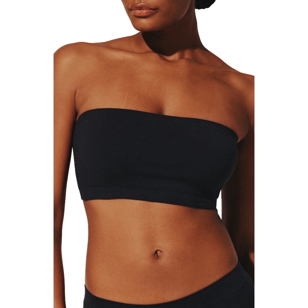 Thirdlove Seamless Cloud Cotton Wireless Bandeau Bra In Black