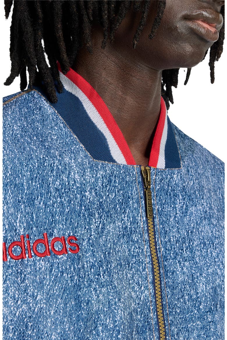 Denim Graph Track Jacket, Alternate, color, WHITE/ DARK BLUE