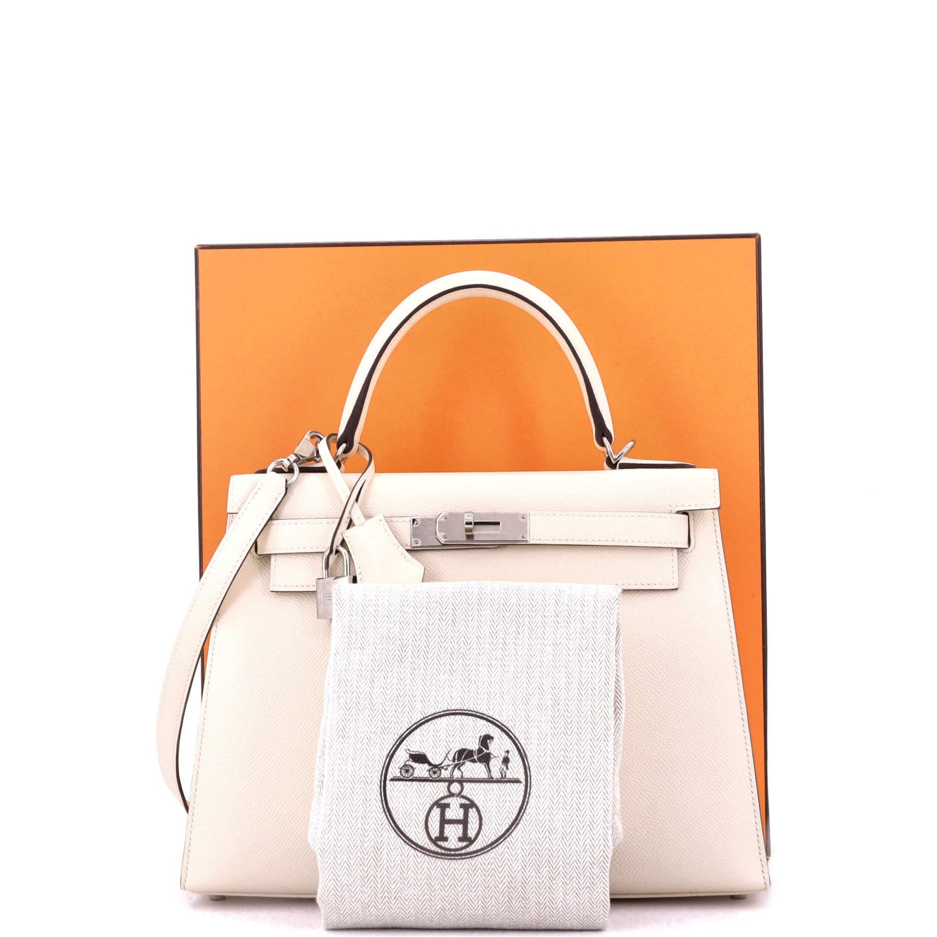Pre-Owned Hermes Kelly Handbag Light Epsom with Palladium Hardware 28, Alternate, color, 