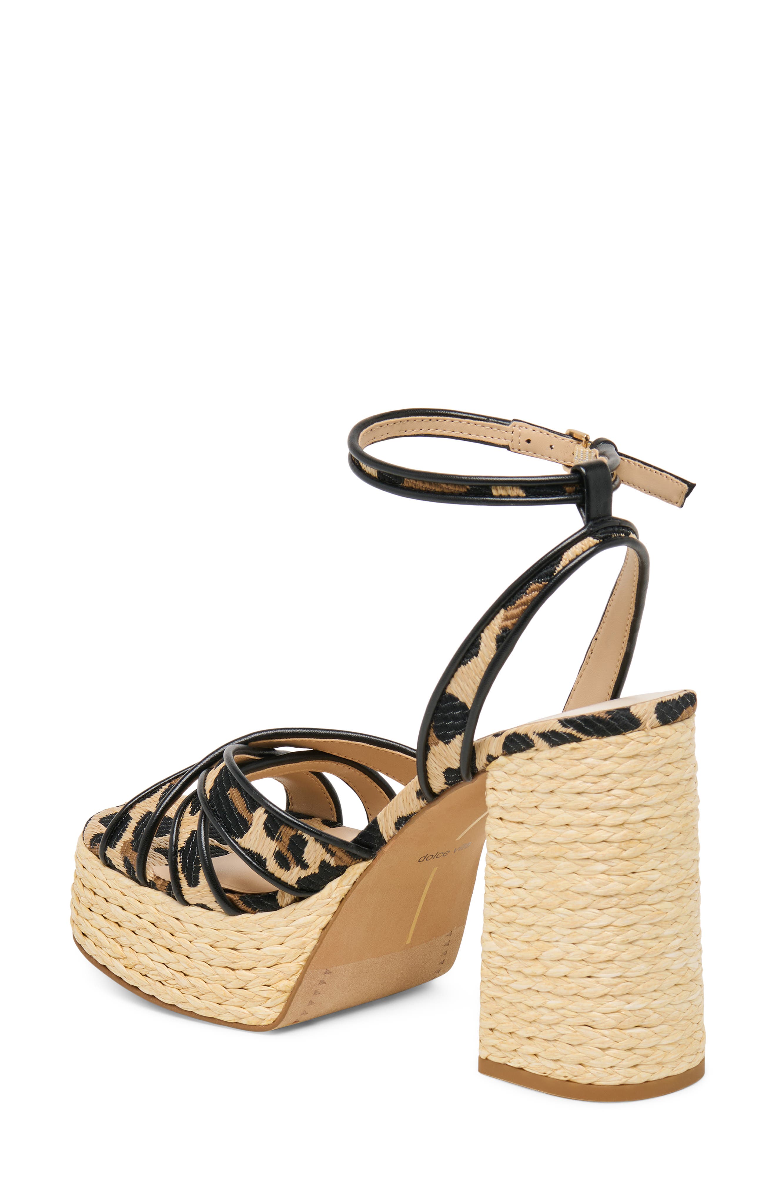 Dolce Vita Danila Piped Platform Sandal, Alternate, color, Leopard Raffia