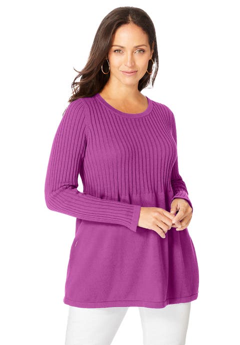Ribbed Baby Doll Tunic Sweater (Plus Available)