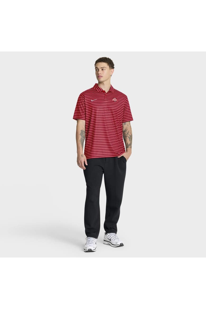Men's Nike Scarlet Ohio State Buckeyes 2025 Coaches Premium Tour Stripe Dri-FIT Polo, Alternate, color, Scarlet