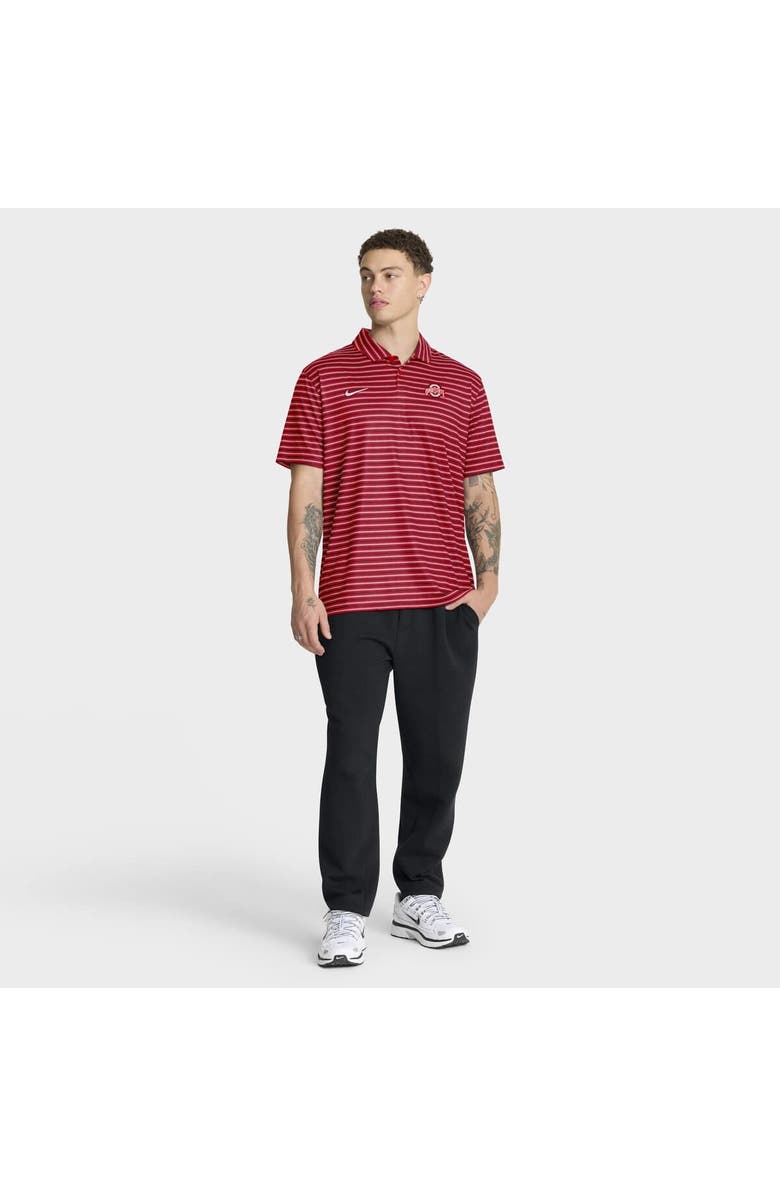 Nike Men's Nike Scarlet Ohio State Buckeyes 2025 Coaches Premium Tour Stripe Dri-FIT Polo, Alternate, color, Scarlet