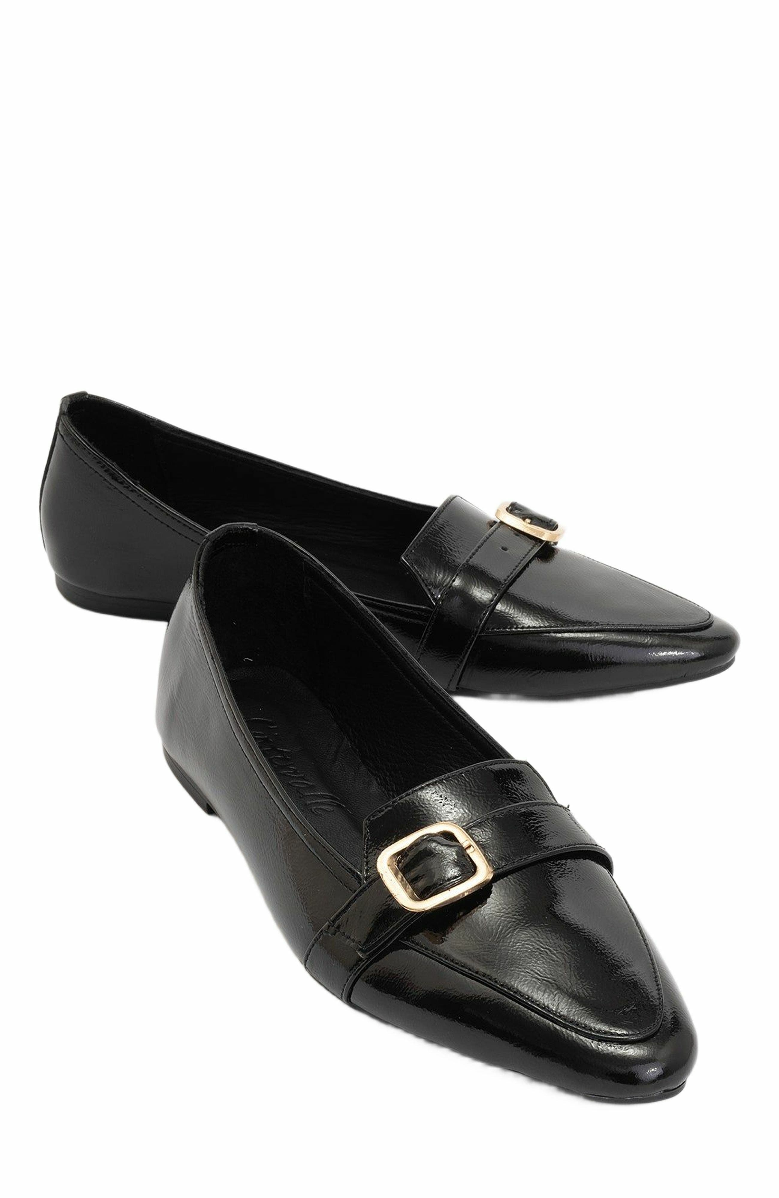Forever & Always Shoes Zarina Pointed Toe Leather Flats, Alternate, color, Black Patent Leather