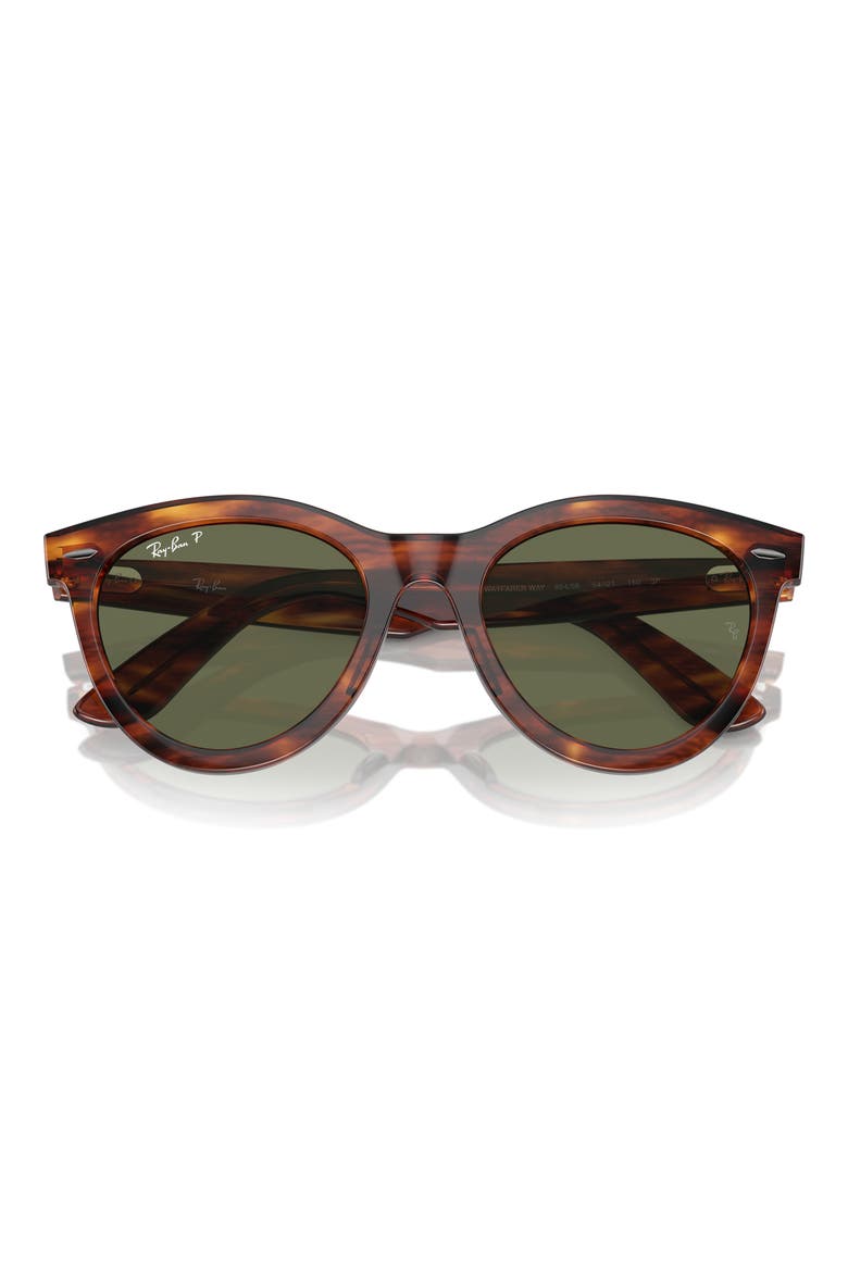 Wayfarer Way 54mm Polarized Oval Sunglasses, Alternate, color, STRIPED HAVANA