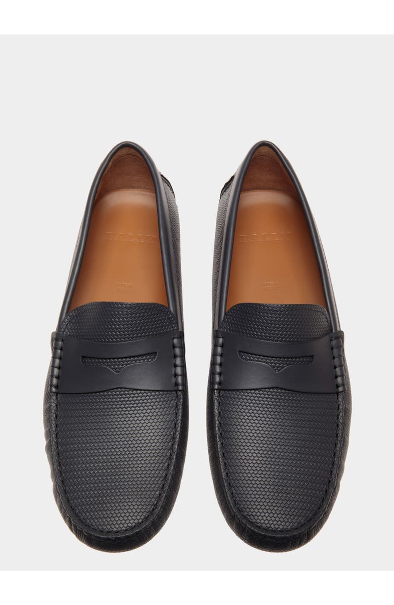 Bally Driver In Embossed Leather, Alternate, color, Blue