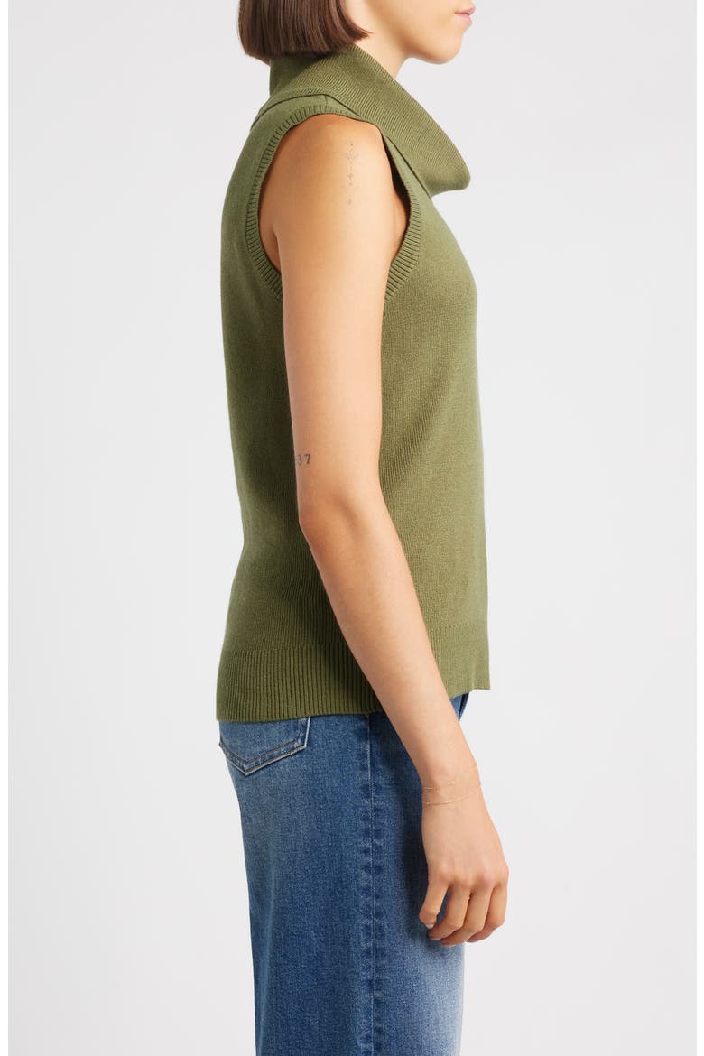 Turtleneck Sleeveless Sweater, Alternate, color, OLIVE
