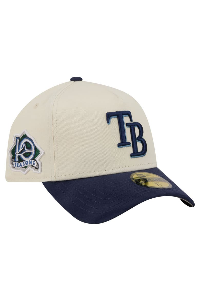 Men's New Era  Cream Tampa Bay Rays Chrome A-Frame 59FORTY Fitted Hat, Main, color, Cream