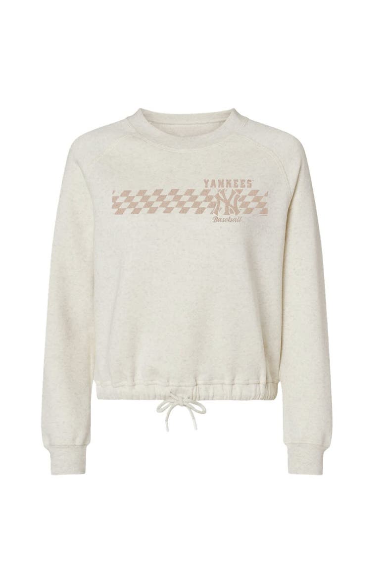 Women's Soft as a Grape Natural New York Yankees Tonal Checkered Sweatshirt, Main, color, Natural