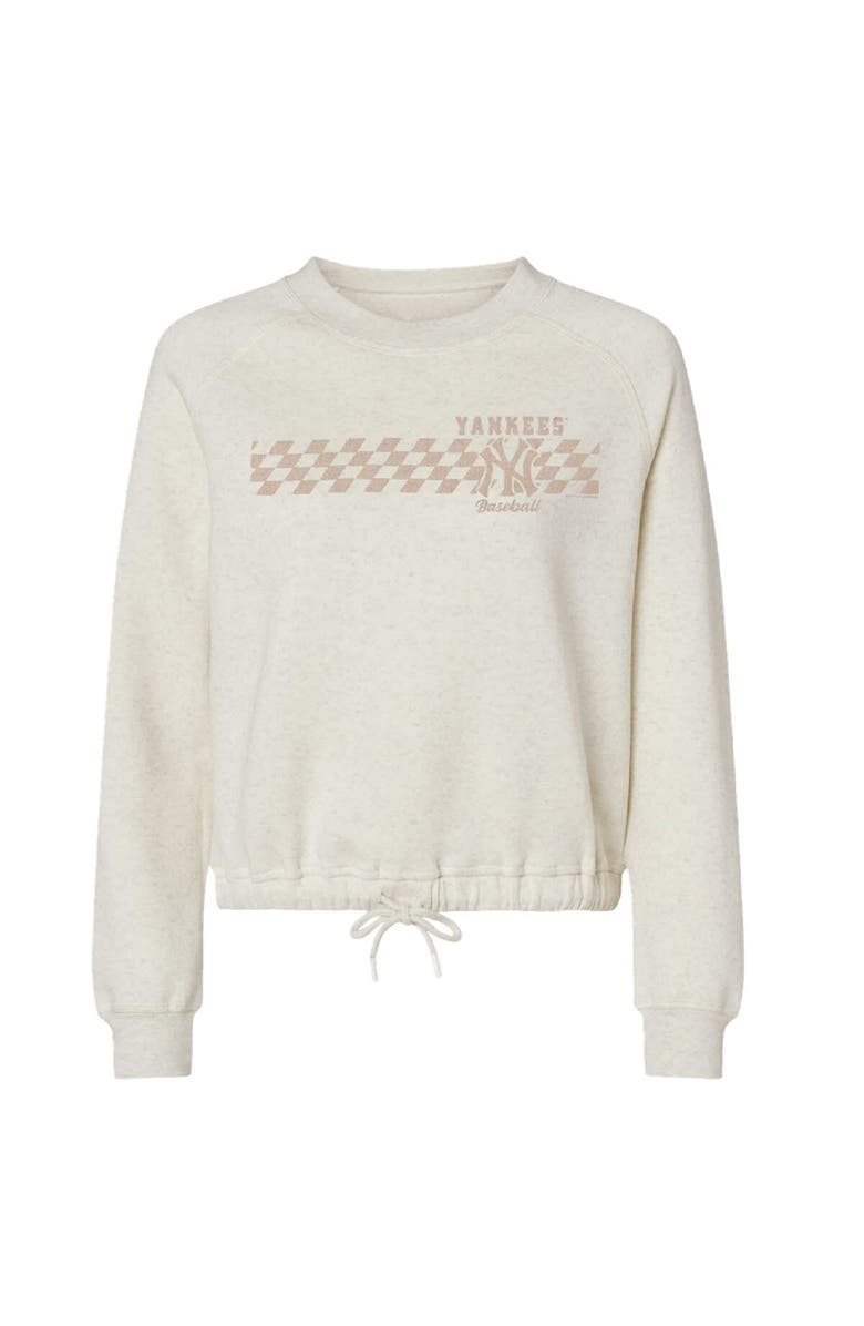 SOFT AS A GRAPE Women's Soft as a Grape Natural New York Yankees Tonal Checkered Sweatshirt, Main, color, Natural