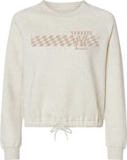SOFT AS A GRAPE Women's Soft as a Grape Natural New York Yankees Tonal Checkered Sweatshirt