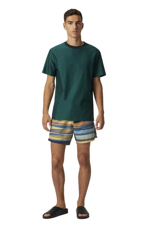 Swim Shorts With Gradient Zigzag Print