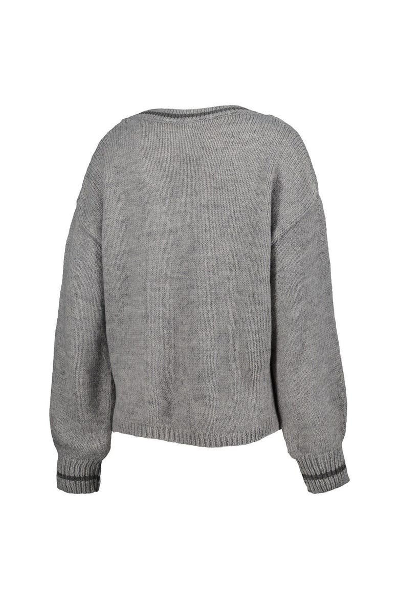 Women's Lusso Gray Chicago Bulls Scarletts Lantern Sleeve Tri-Blend V-Neck Pullover Sweater, Alternate, color, Gray