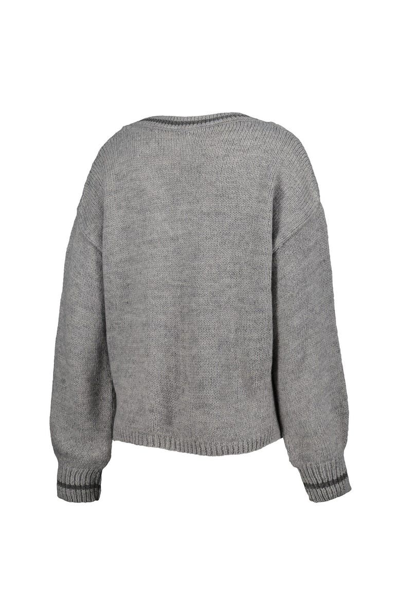 LUSSO Women's Lusso Gray Chicago Bulls Scarletts Lantern Sleeve Tri-Blend V-Neck Pullover Sweater, Alternate, color, Gray