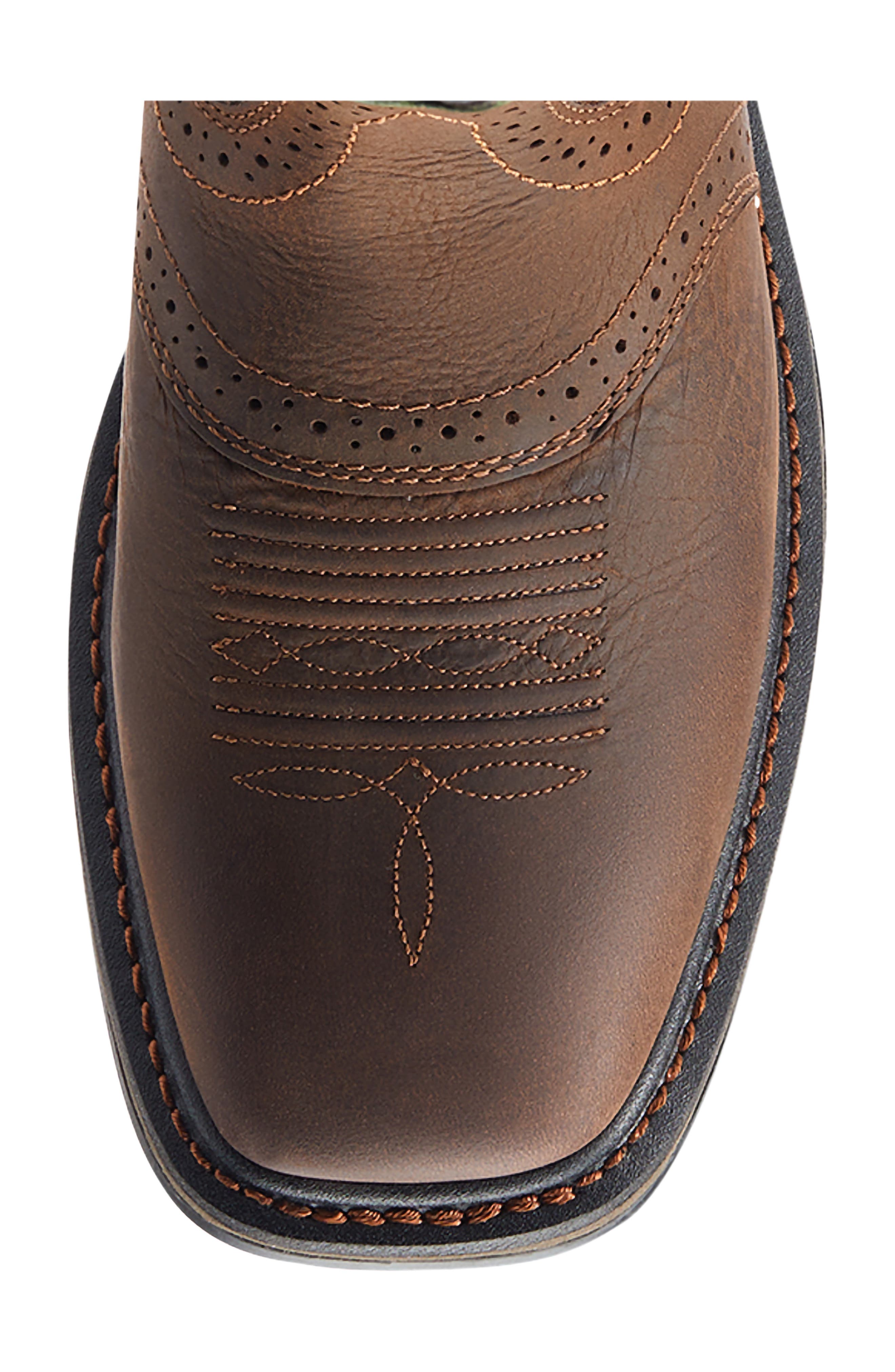 Sierra Shock Shield Western Boot, Alternate, color, DARK BROWN