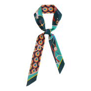 Lost Pattern "Peacock" Silk Twill Skinny Scarf