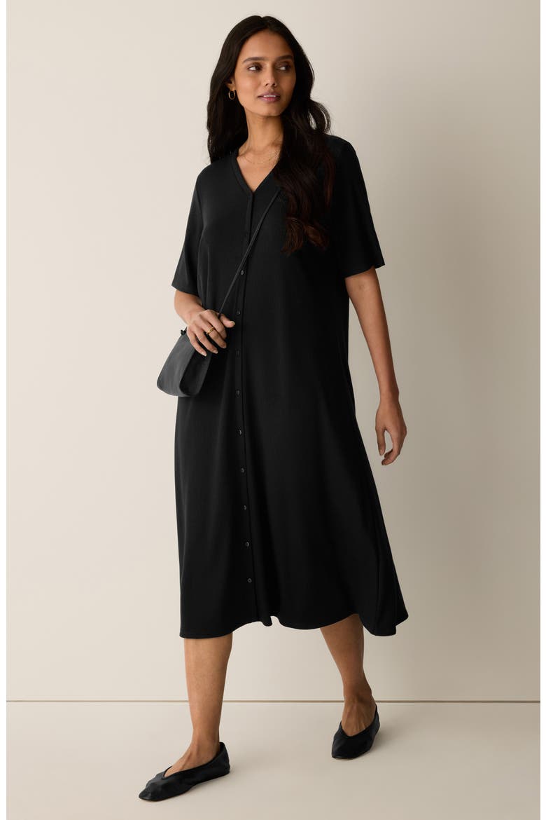 Rib Midi Dress, Alternate, color, BLACK