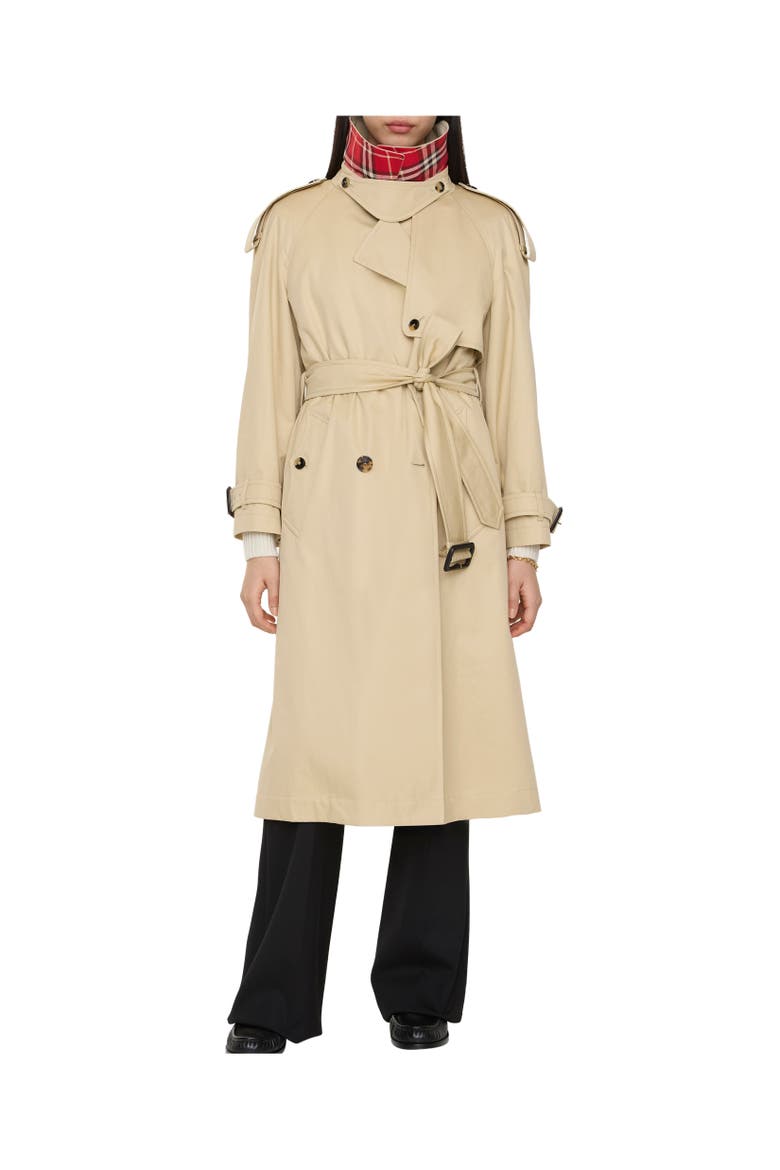 Long Gabardine Fitzrovia Trench Coat with Warmer, Alternate, color, Limestone beige