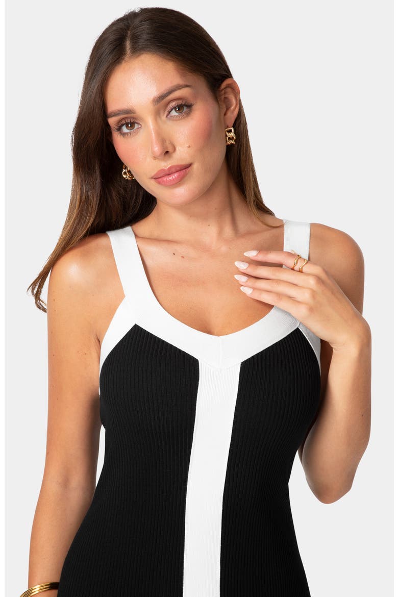 Colorblocked Ribbed Sweater Dress, Alternate, color, BLACK/ WHITE