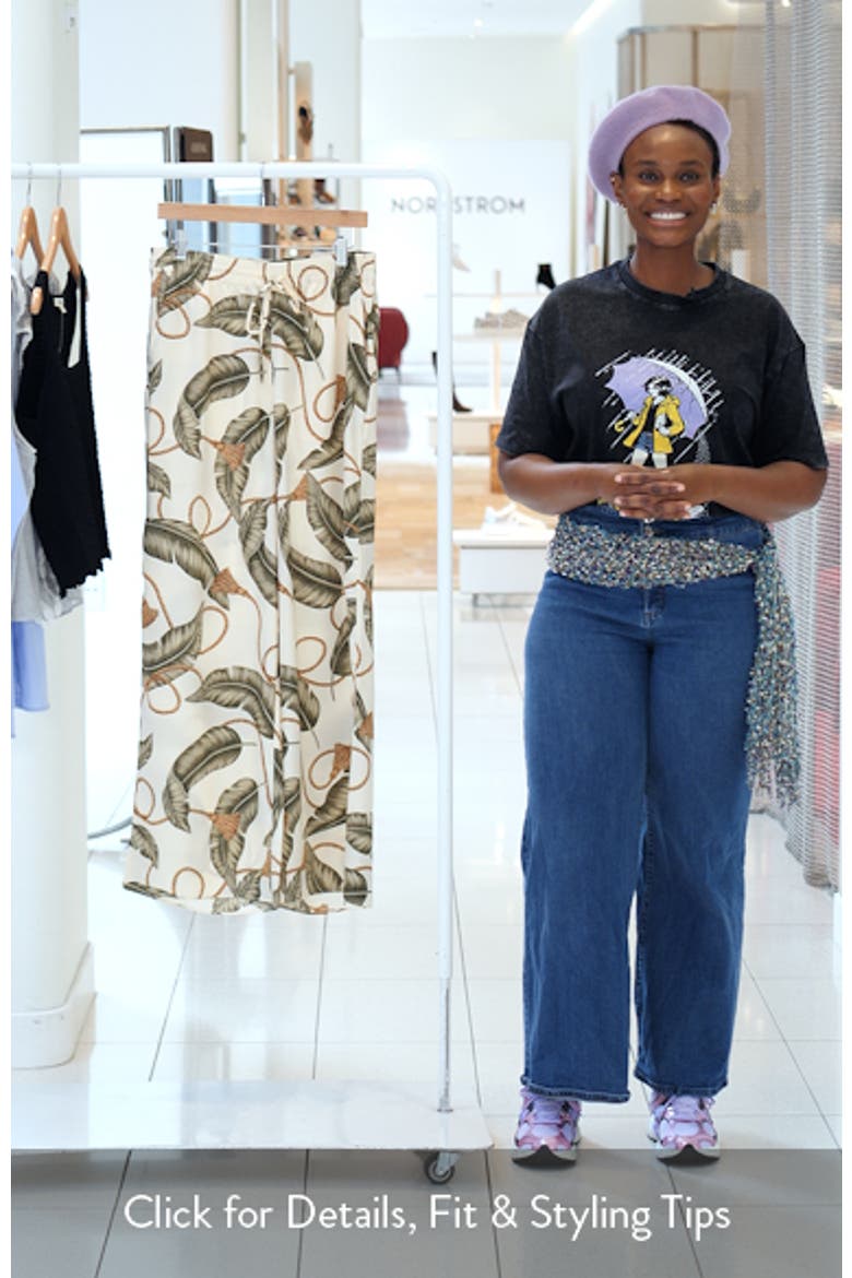 Palm Leaf & Rope Print Luxe Twill Drawstring Pants video