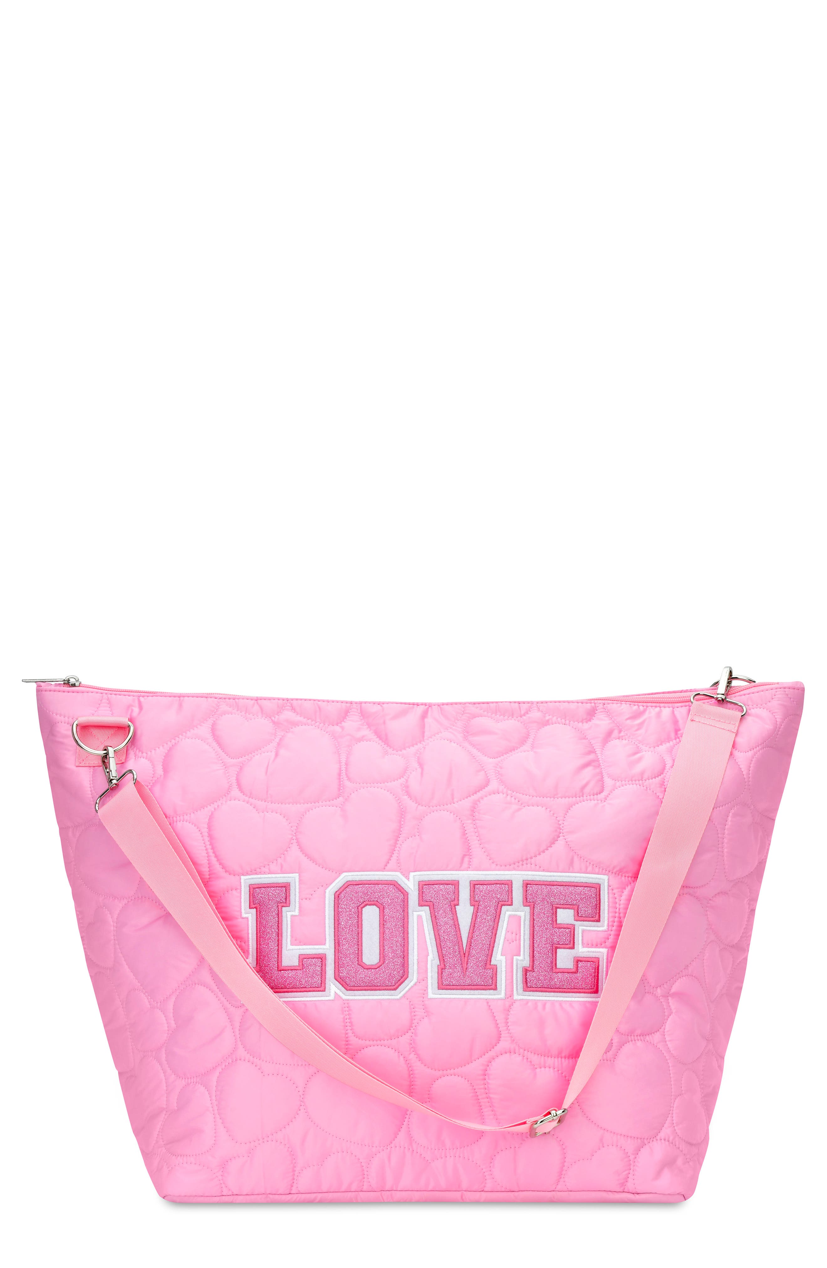 Iscream Kids
 Love Heart Quilted Weekend Bag, Main, color, Pink