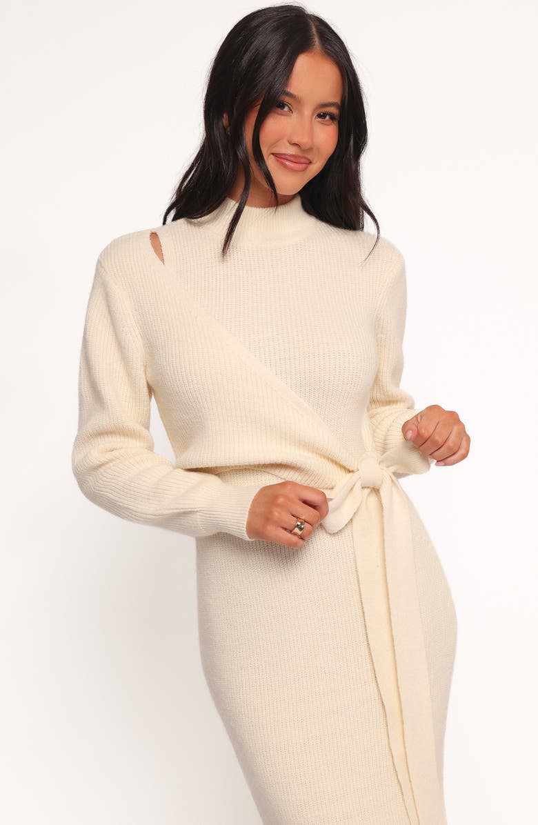 Petal & Pup Aerin Long Sleeve Knit Dress, Alternate, color, Cream