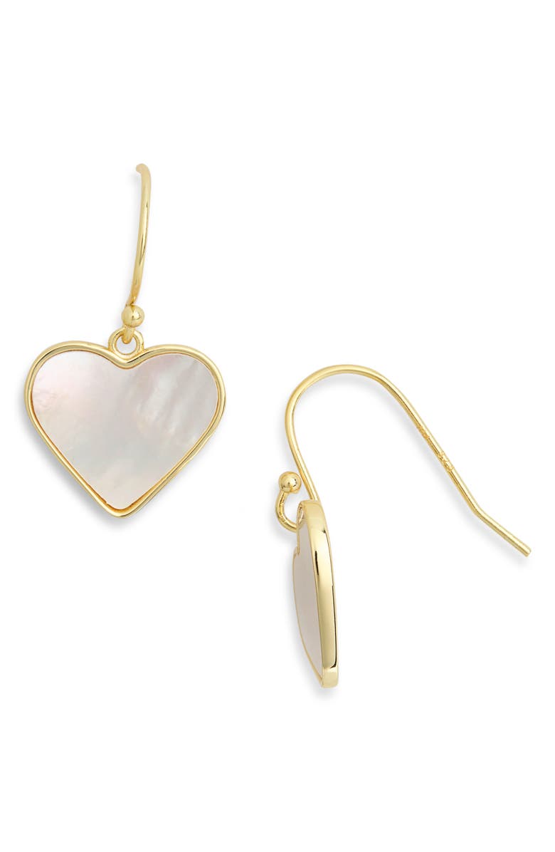 ARGENTO VIVO Mother-of-Pearl Coin Heart Drop Earrings, Main, color, Gold