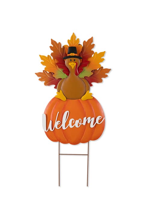 Thanksgiving Metal Turkey Yard Stake Standing Decor or Wall Sign