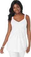 Jessica London Stretch Cotton Shirred Tank