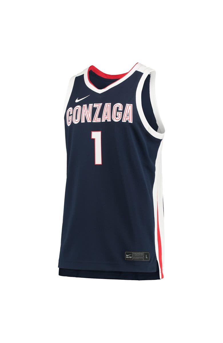 Nike Men's Nike #1 Navy Gonzaga Bulldogs Replica Basketball Jersey, Alternate, color,